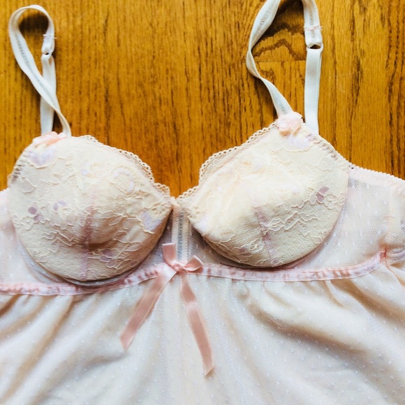 Linea Donatella S bridal lace pink babydoll slip - Picture 3 of 5